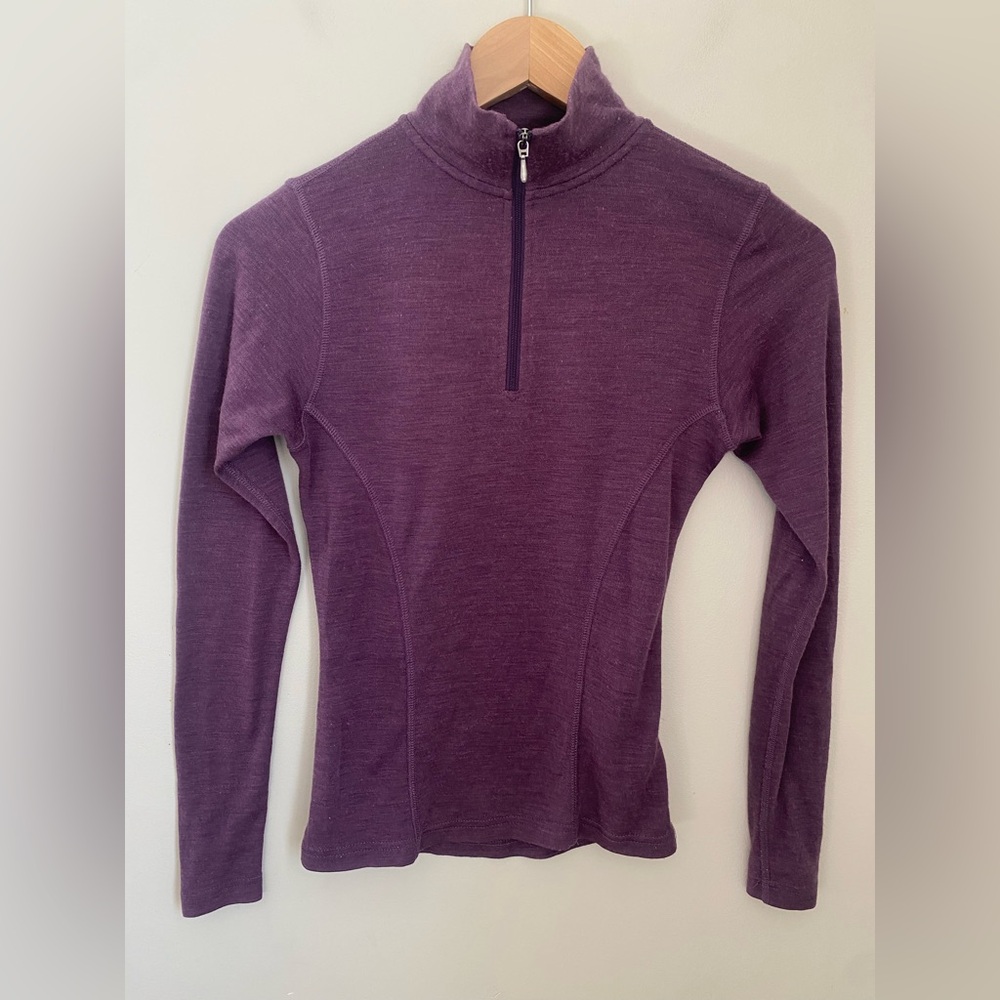 SMARTWOOL 1/4 Zip Pullover Thermal Merino Wool Purple Size XS Outdoor Hiking